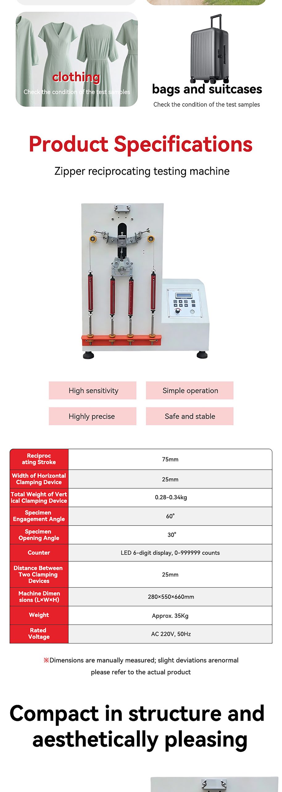 topil zip endure™ reciprocating zipper fatigue tester – professional endurance testing system for garments, luggage & footwear